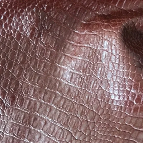 INC International Concepts brown faux croc embossed leather one shoulder top M - Picture 7 of 10